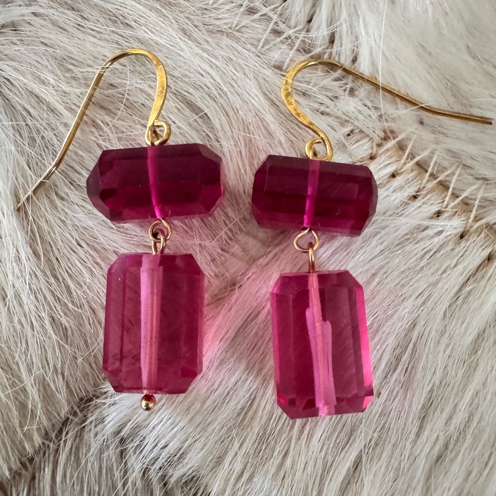 Trina Turk Pink and Gold Faceted Earrings